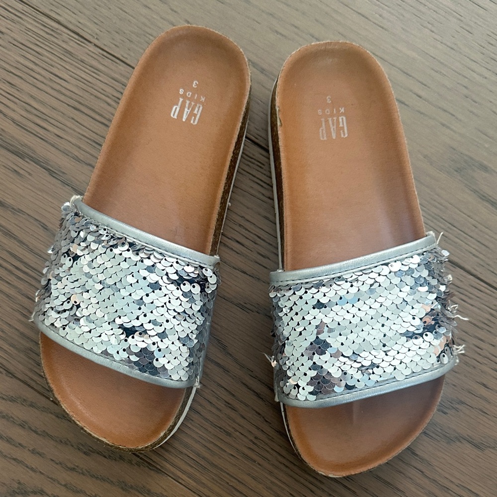 GAP Women's Silver Sequin Slide Sandals